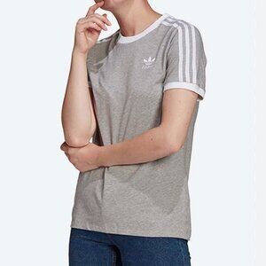 Adidas Originals Cotton T-shirt Gray w/ White Signature Stripes